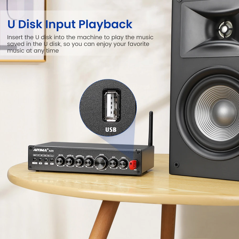 AIYIMA Upgrade A09 TPA3116 Power Amplifier HiFi Bluetooth 5.0 Subwoofer Amplifier 5.1 Surround Amplificador Home Audio Amp 50Wx6 - Image 5